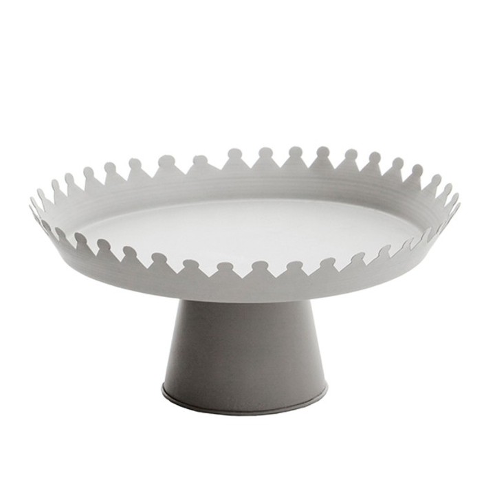 Tin cake plate crown pattern d32 h15 cm