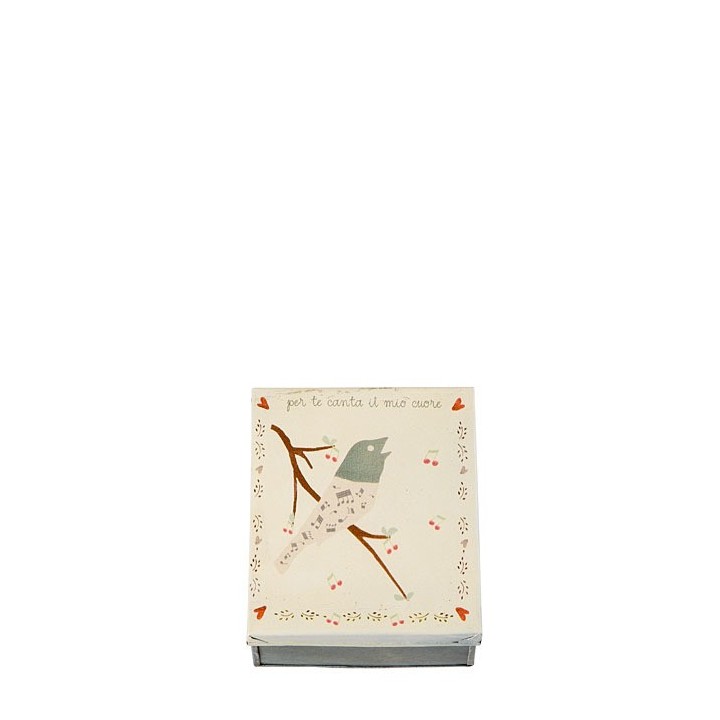 Tin box with bird 13 x 15 h7.5 cm