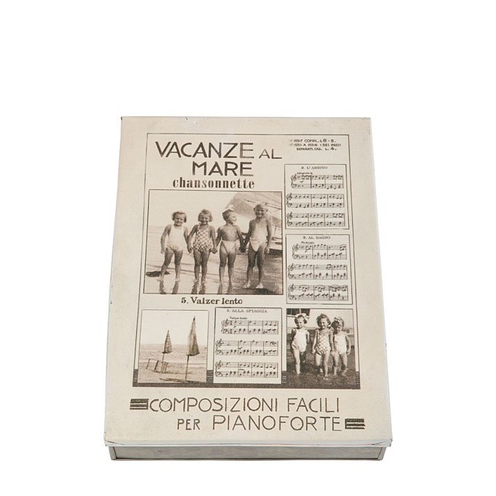 Boite en fer-blanc avec photo vacances a la mer 24 x 32 x 7 cm