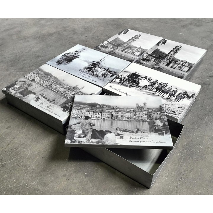 Set de 6 boÎtes en Étain avec photos corse mix 24 x 32 cm