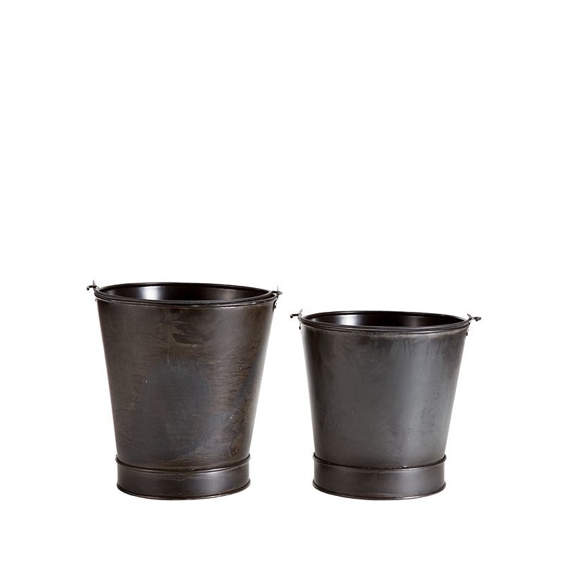 Set 2 secchi in ferro colore nero d24 h23 cm