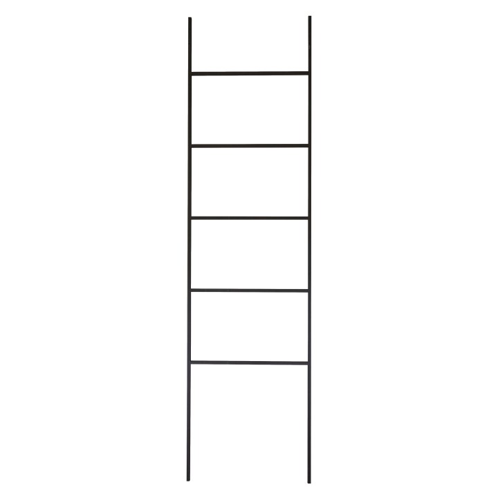 Black wide iron ladder with 4 rungs 300 x 80 cm