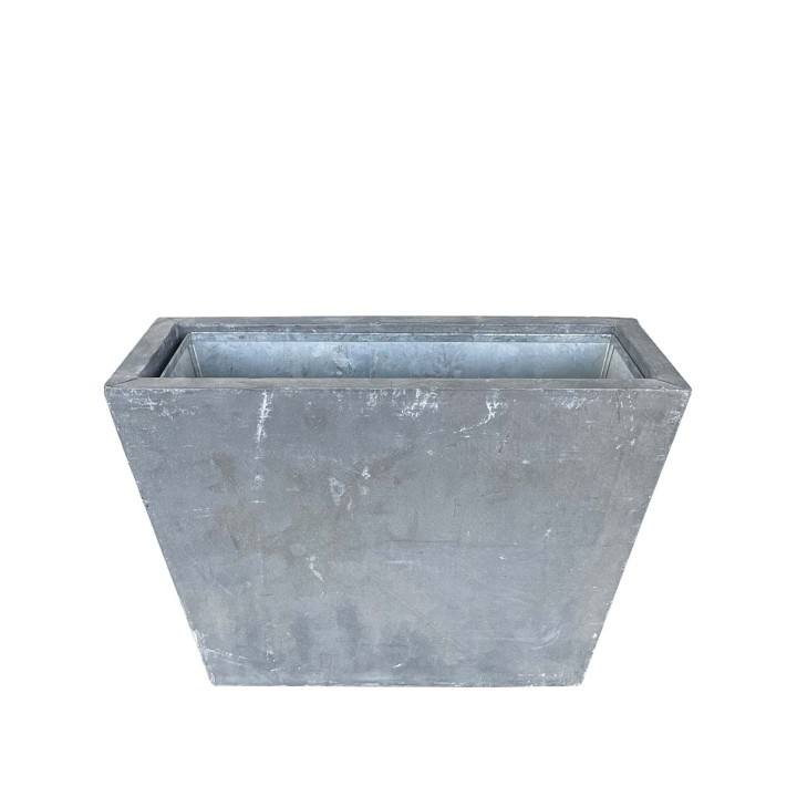 Vase trapezoidal en fer blanc gris avec vase interne amovible 10.6x29 h20 cm