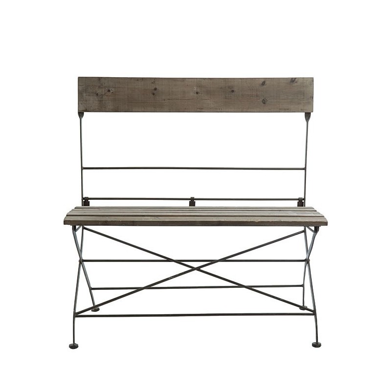Bistrot wooden & iron folding bench 90 x 43 h93 cm