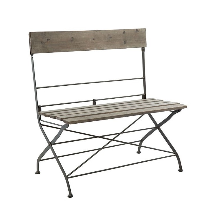 Bistrot wooden & iron folding bench 90 x 43 h93 cm
