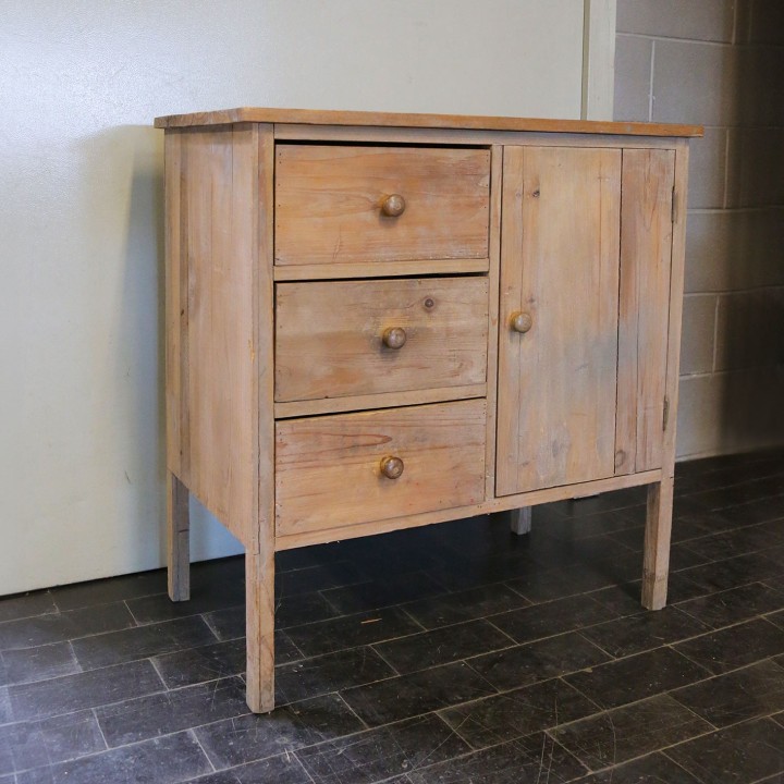 Dark wood cabinet with 3 drawers and 1 door 42 x 74 h78 cm