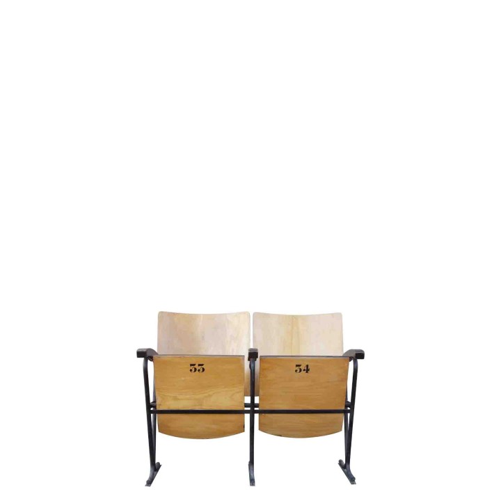 Fila 2 sedie cinema legno marrone 20 x 100 h80 cm
