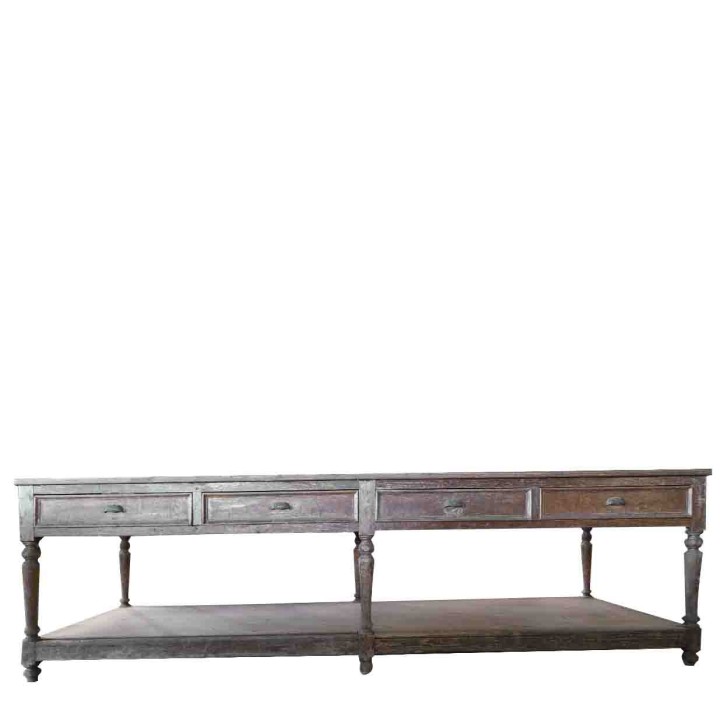 Mobile antico tavolo 4 cassetti+ripiano inferiore 100 x 300 h90 cm