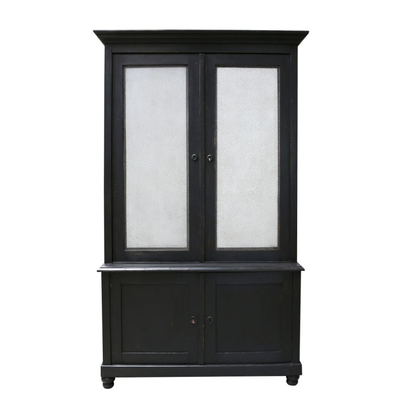 Mobile antico legno nero con vetri originali 125 x 48 h215 cm