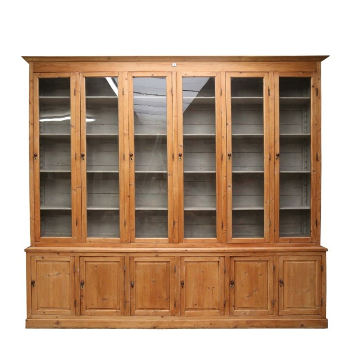 Vetrina museale in legno naturale 300 x 48 h280 cm