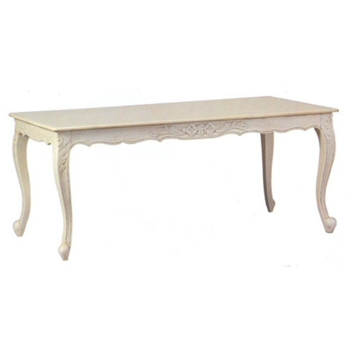 Table rectangulaire decoree couleur creme 180 x 90 h76 cm