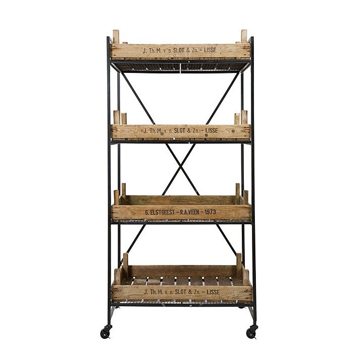 Structure chariot en fer avec 4 etageres  54 x 79 h155 cm