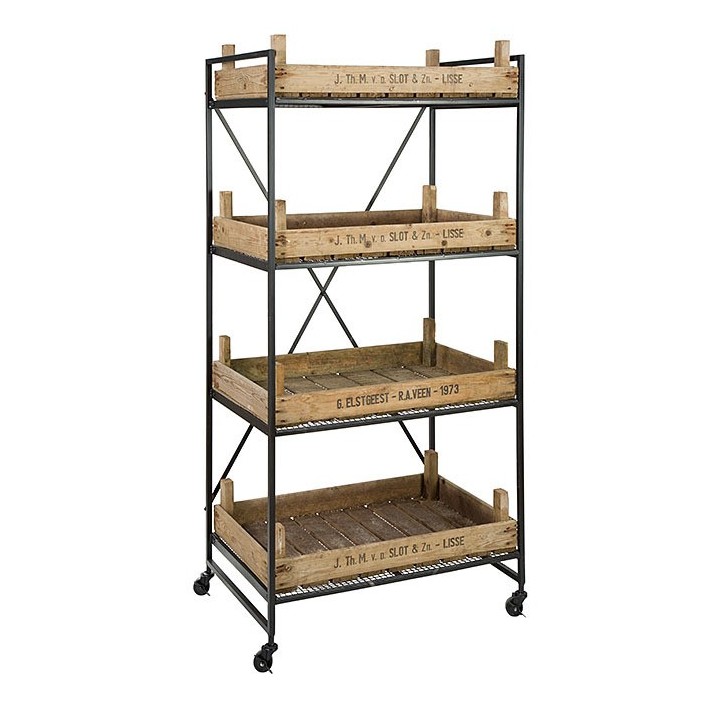 Structure chariot en fer avec 4 etageres  54 x 79 h155 cm