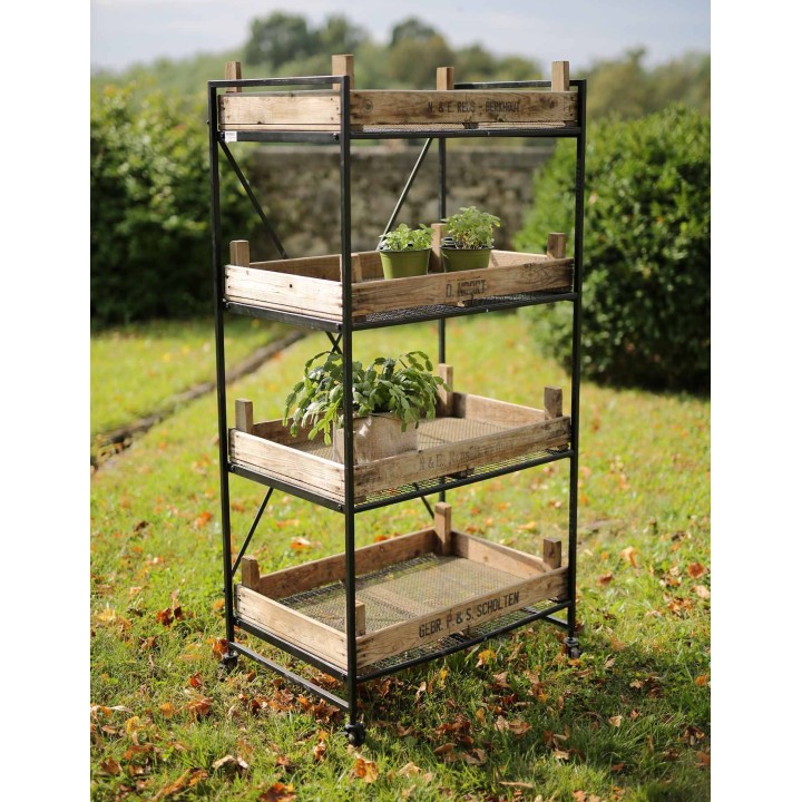 Structure chariot en fer avec 4 etageres  54 x 79 h155 cm