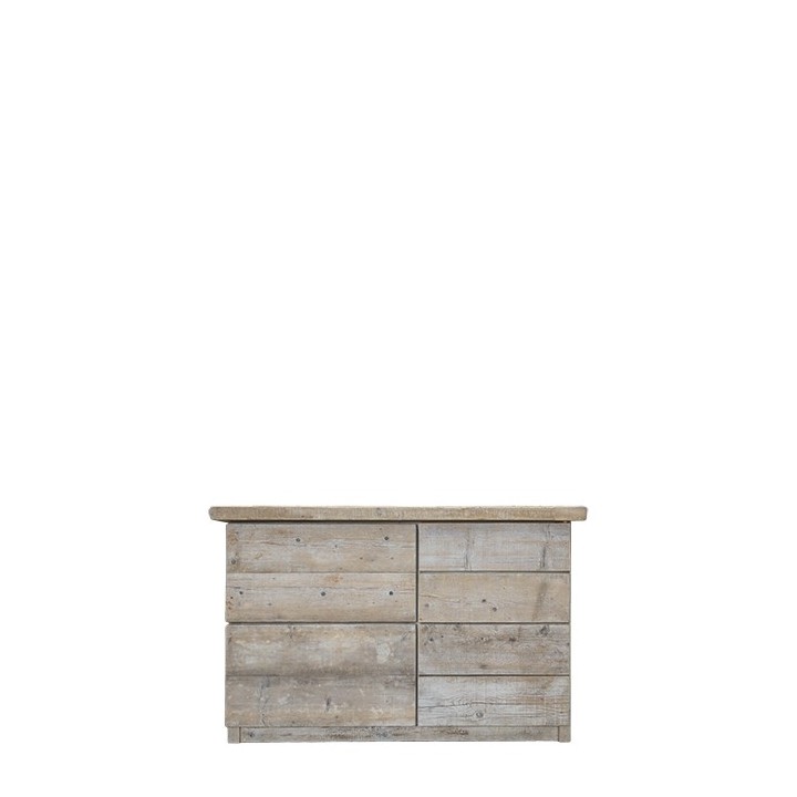 Raw plank furniture with 6 drawers 145.5 x 63 h90 cm