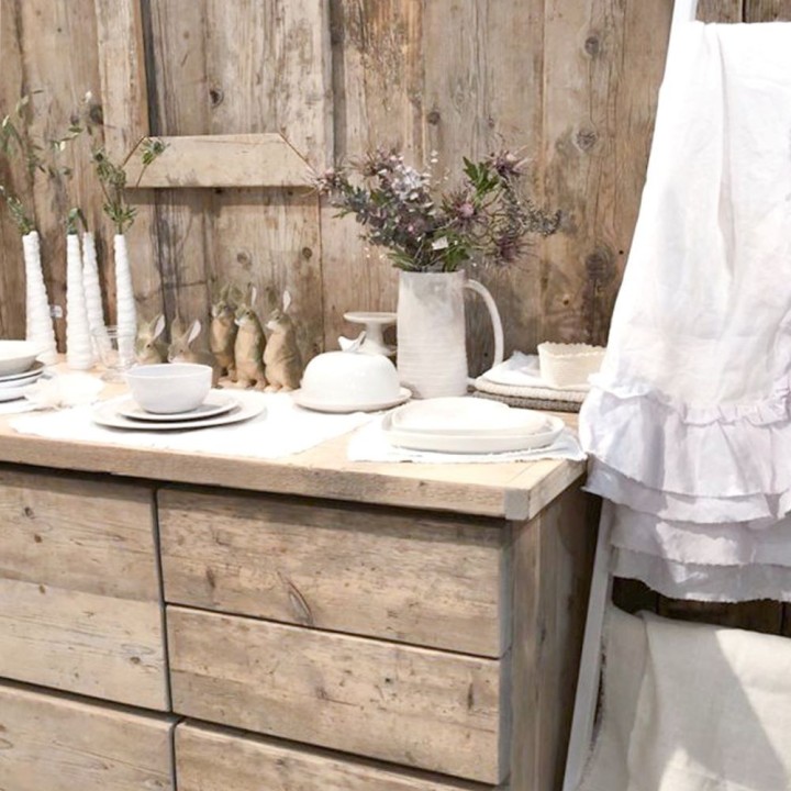 Raw plank furniture with 6 drawers 145.5 x 63 h90 cm