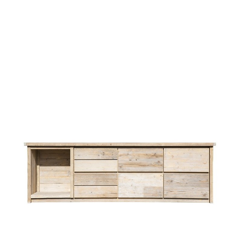 Drawer with 1 open compartment, 8 drawers and refined retro