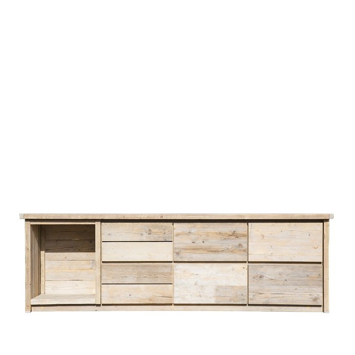 Drawer with 1 open compartment, 8 drawers and refined retro