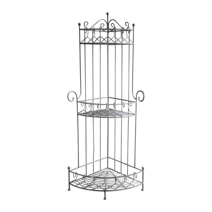 Shabby black iron shelfing corner unit h170 cm