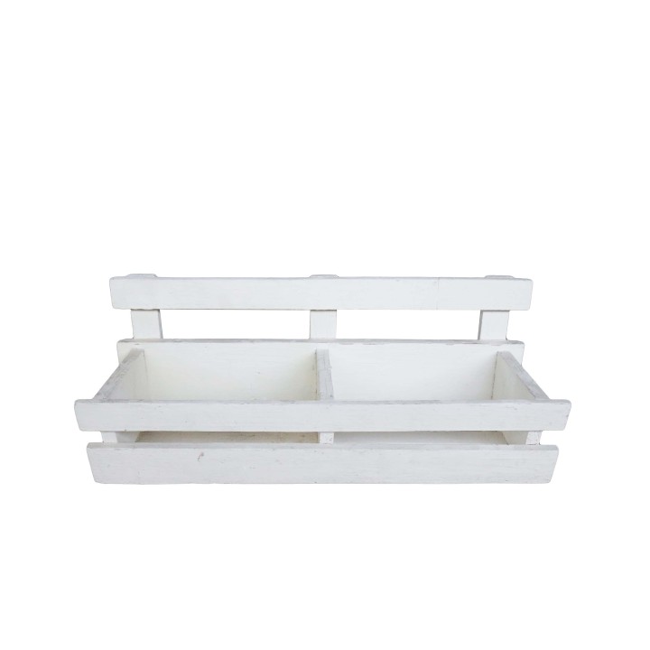 JardiniÈre vintage avec lattes en bois clair 52 x 20 h20 cm