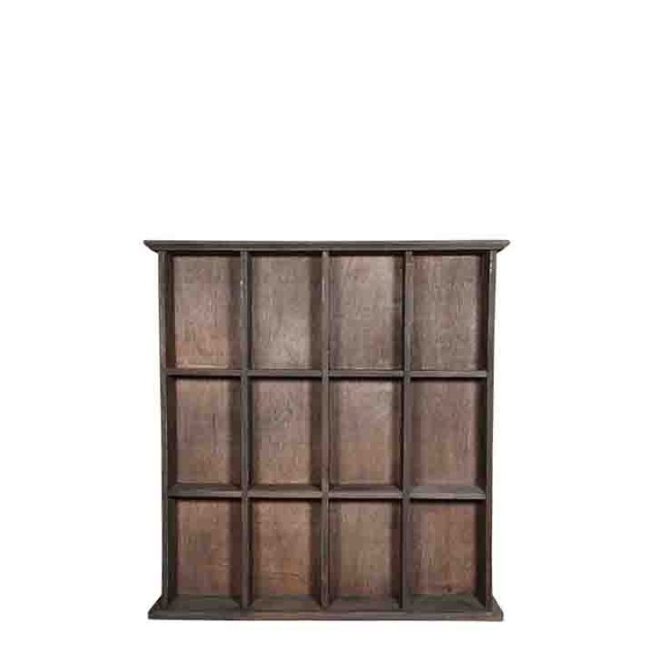 Meuble bistrot vintage en bois avec 12 compartiments 70x10 h75 cm