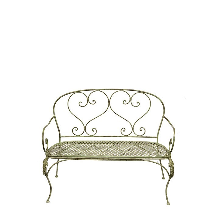 Banc en fer vert marquete 43 x 106 h93 cm