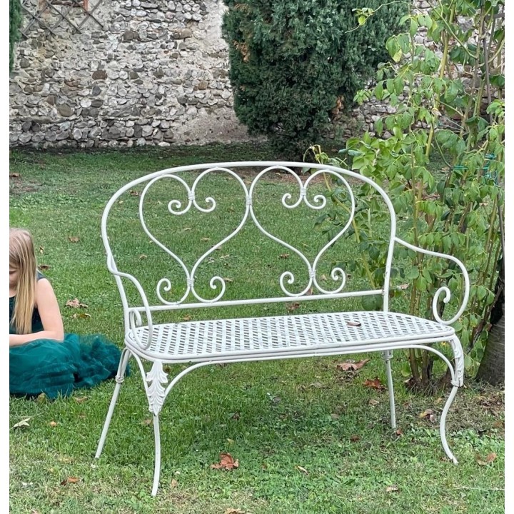 Green inlaid iron bench 43 x 106 h93 cm