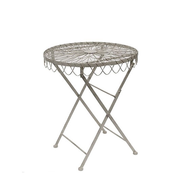 Grey inlaid iron table d60 h70.5 cm