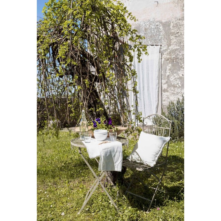 Table marquetee en fer gris d60 h70.5 cm