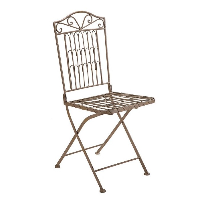 Chaise marquetee grise en fer h96 cm