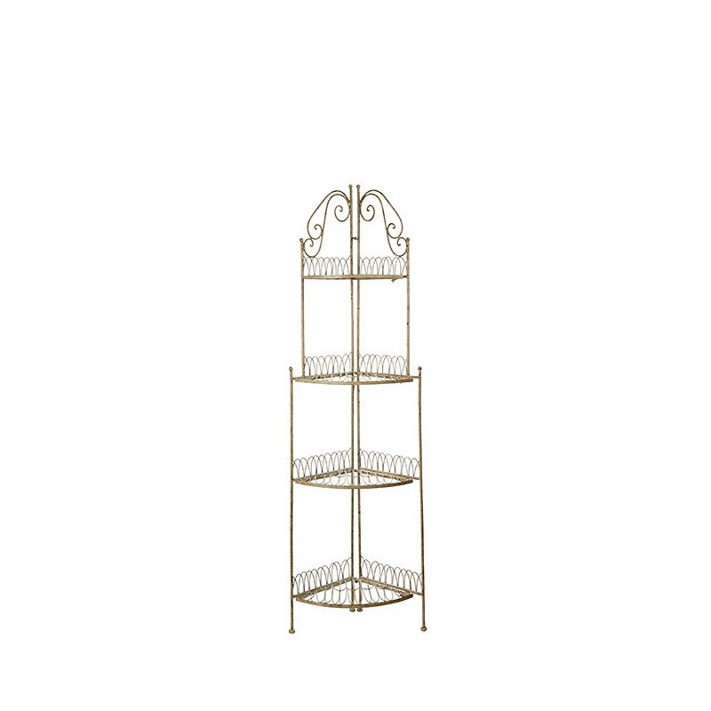 Angular grey inlaid iron etagere with 4 shelves h153 cm