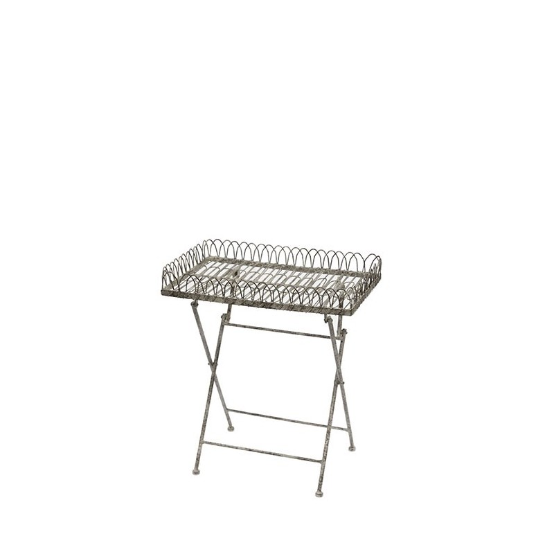 Vassoio su base outdoor ferro grigio antichizzato 33.5 x 51.5 h60 cm