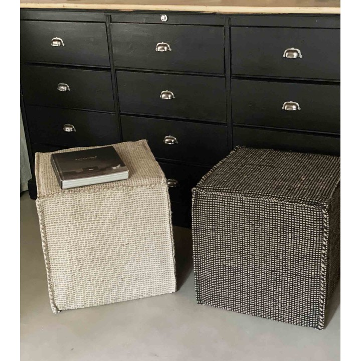 Jute/cotton cubic pouf