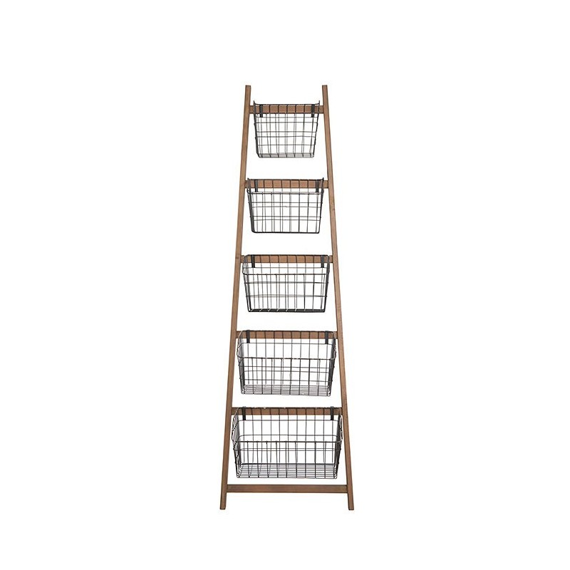 Scala legno naturale 5 cesti ferro seconda scelta h187 cm