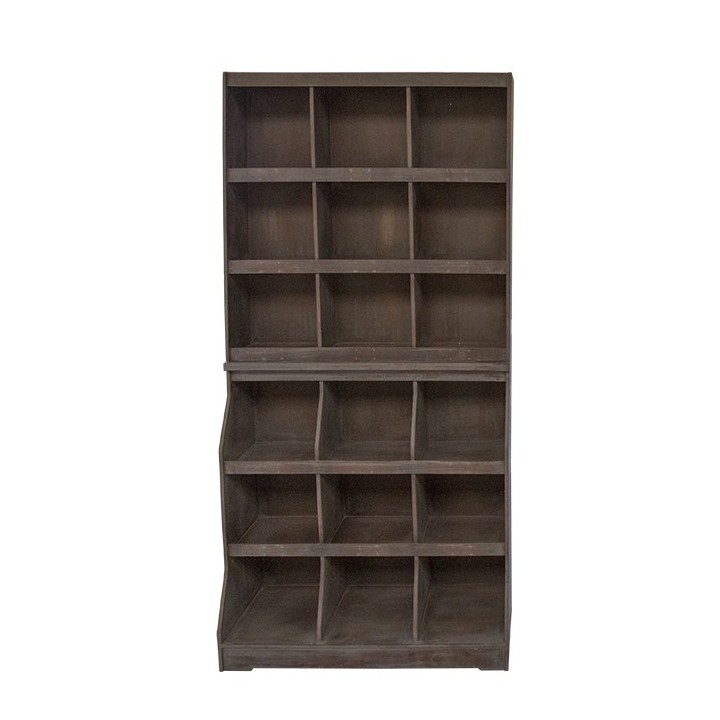 Etagere avec 18 compartiments en bois brun 40 x 90 h180 cm
