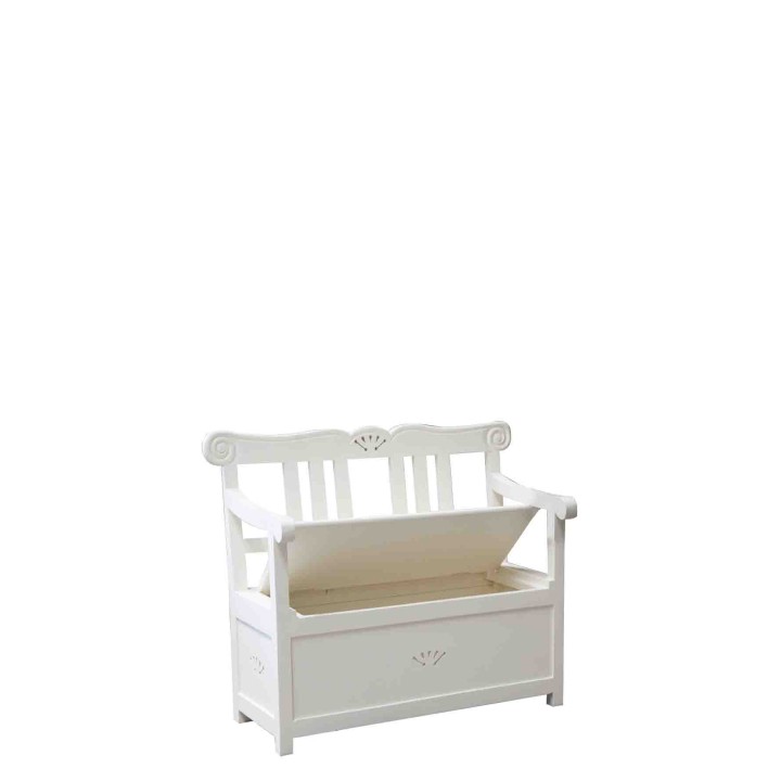 Banc vintage blanc bebe ouvrable 80x40xh65 cm