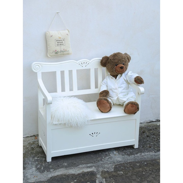 Banc vintage blanc bebe ouvrable 80x40xh65 cm