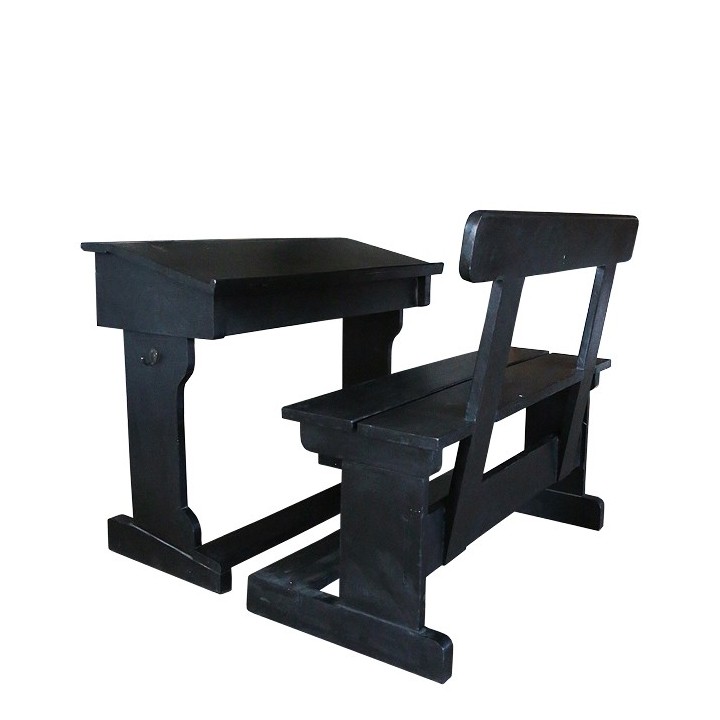Shabby dark school desk+bench 37x80 h64 cm