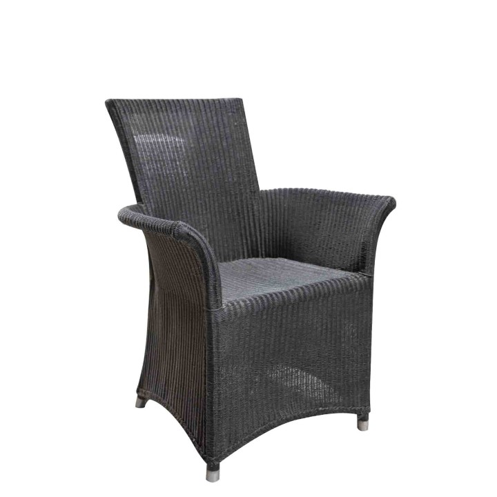 Poltroncina intreccio nero braccioli impermeabile 65 x 68 h95 cm