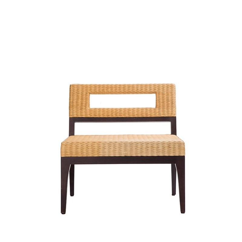 Shabby wood and wicker armchair 70 x 47 cm