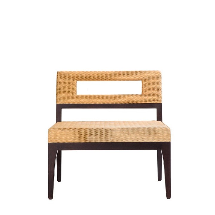 Shabby wood and wicker armchair 70 x 47 cm