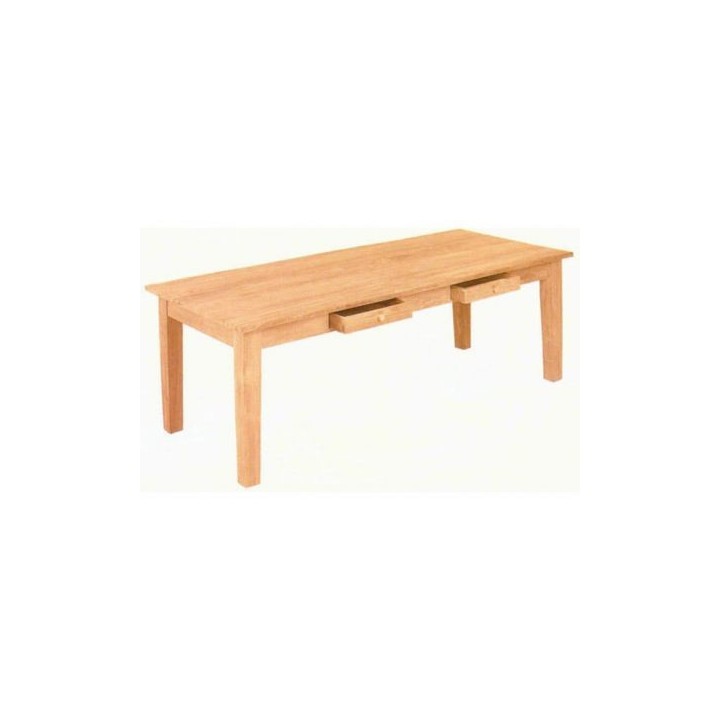 Table en bois teak avec 2 tiroirs 180x90x75 cm