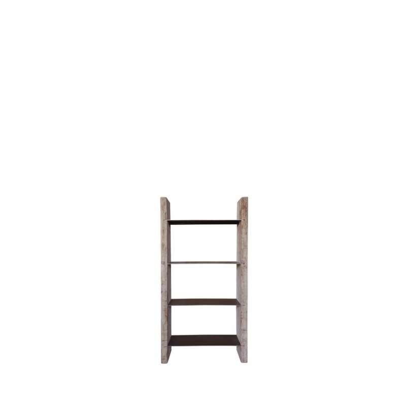 Libreria assi grezze e acciaio 60 x 23 h110 cm