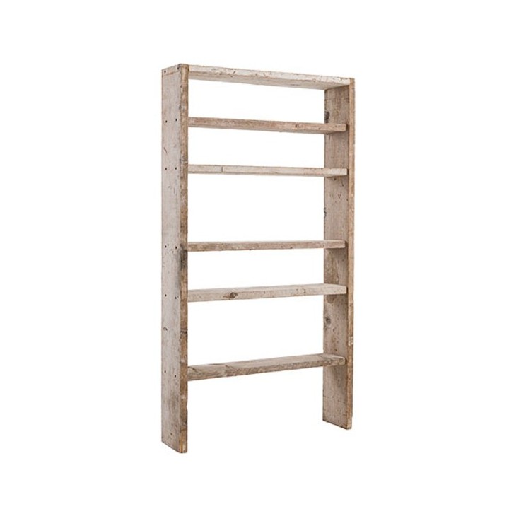 Raw plank shelf with 6 compartments 100 x 24 h185 cm