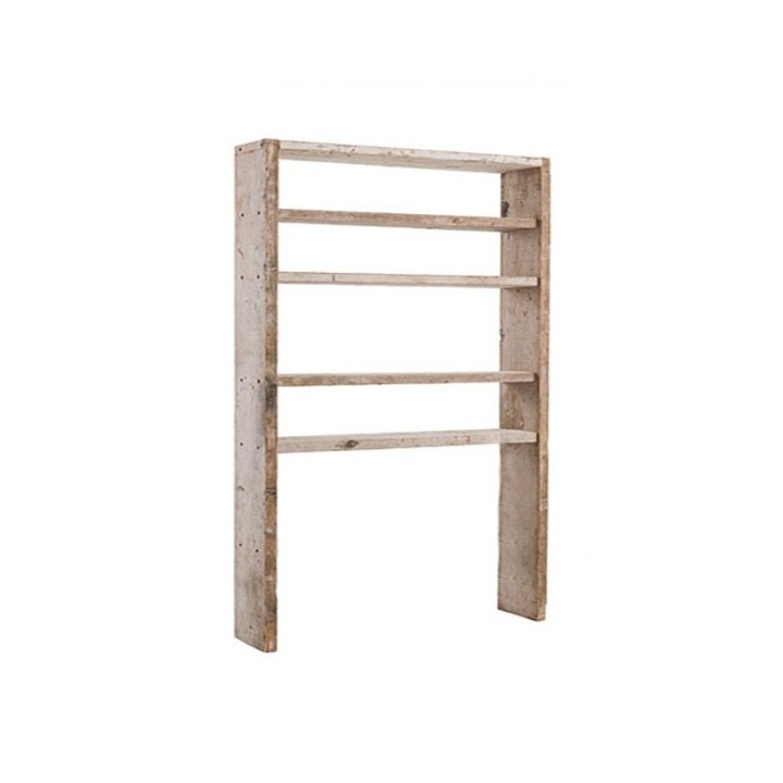 Etagere en bois brut avec 5 scompartiments 130 x 23 h185 cm
