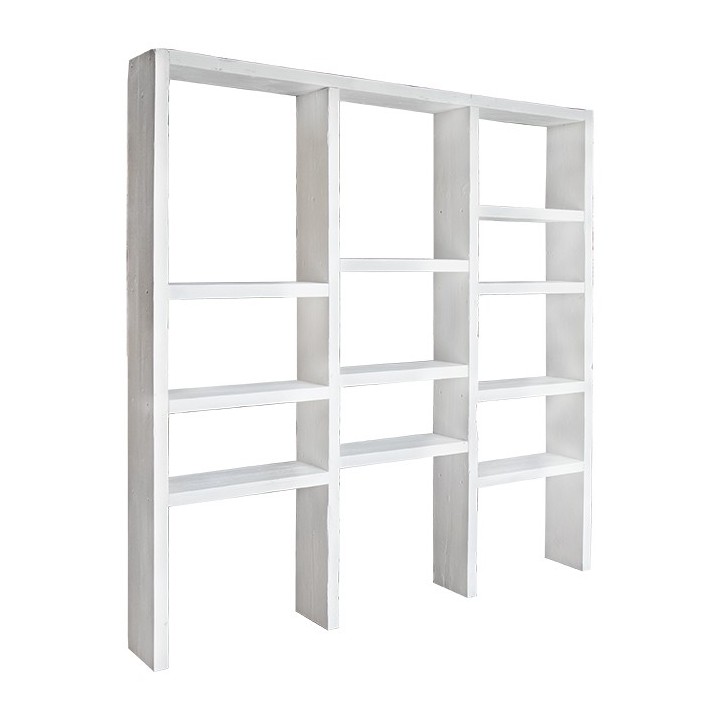 Etagere blanc en bois brut 195 x 24 h200 cm