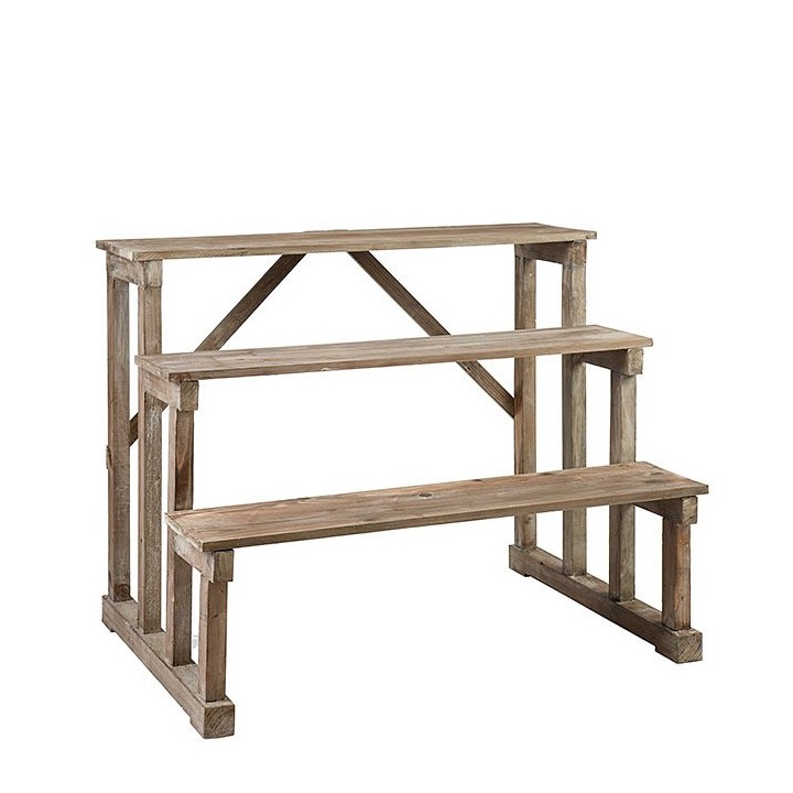 Scala espositiva bistrot in legno con 3 ripiani 100 x 70 h80 cm