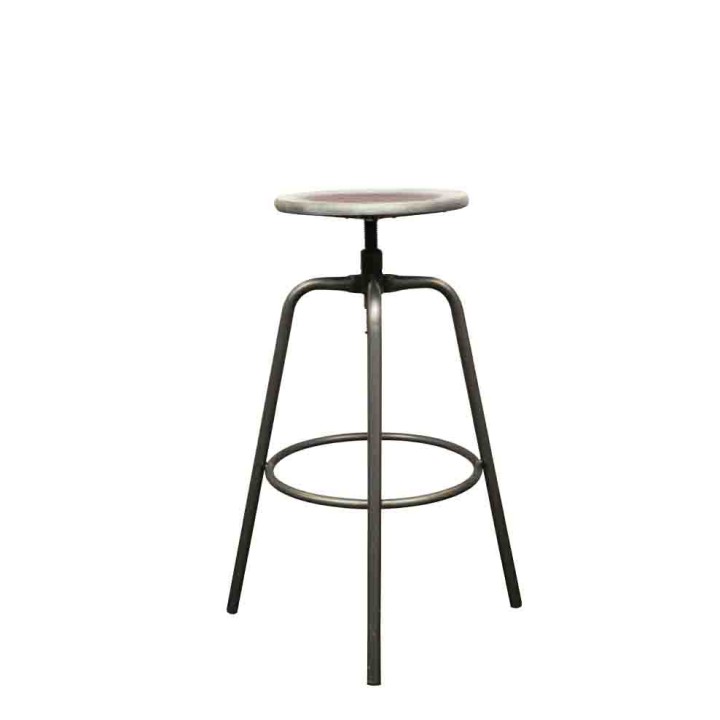 Sgabello in faggio anticato struttura metallo d32 h76 cm