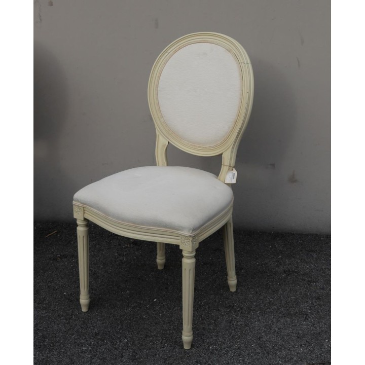 Sedia vintage luigi xvi schienale tondo panna 40 x 42 h95 cm