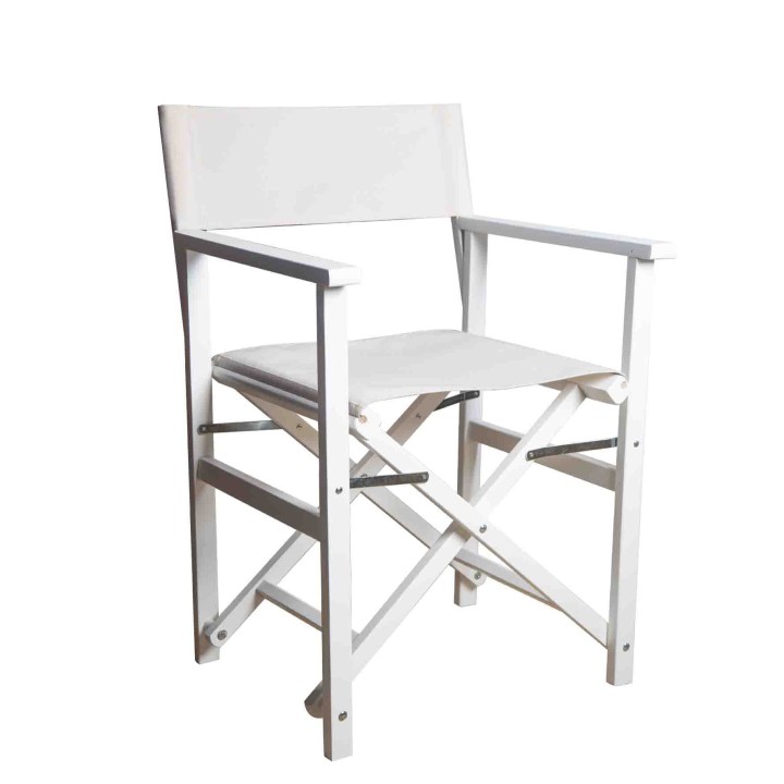 White folding director's chair 50x56 h86 cm